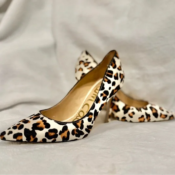 Sam Edelman Hazel Pointed Toe Calf Hair Leopard Print Pumps - Picture 3 of 15
